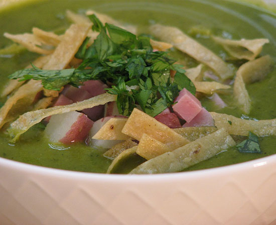 Mexican roasted poblano and chard cream soup