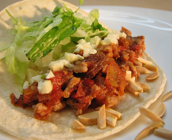 Oaxacan pork picadillo with toasted almonds