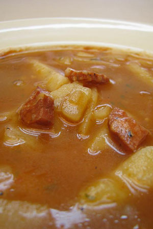 potato soup with Hungarian kolbassa