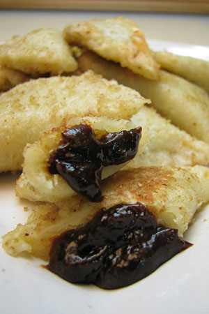 prune filled perogies with butter and breadcrumbs