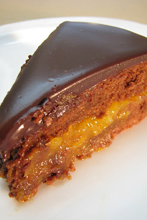 Austro-Hungarian sacher torte with apricot filling