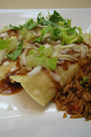 chicken enchiladas with red sauce