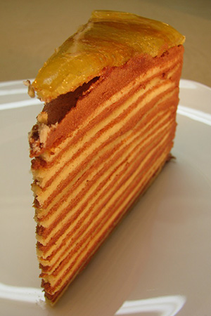 Hungarian Dobos torte slice