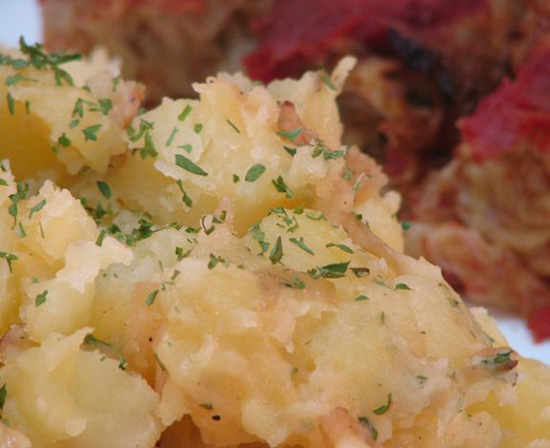 Hungarian parsley potatoes with cabbage rolls