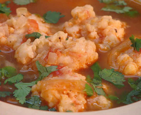 Mexican shrimp ball soup