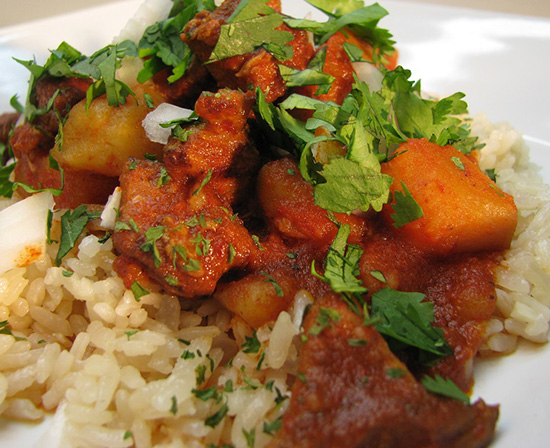 Mexican spiced pork and potatoes with guajillo chiles