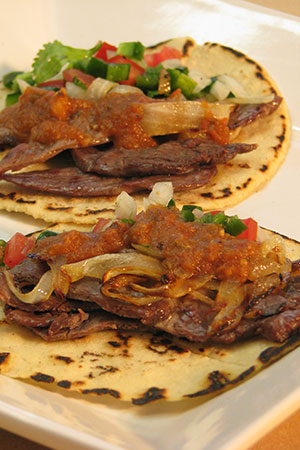 Mexican cecina tacos