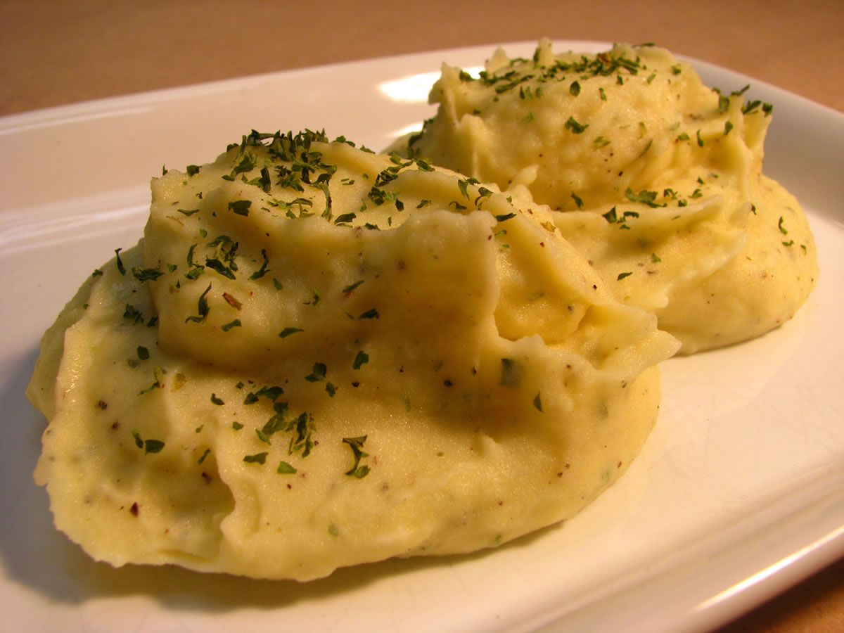 Hungarian Mashed Potatoes with butter, sour cream, egg and parsley