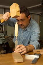 trimming tenon shoulders with chisel